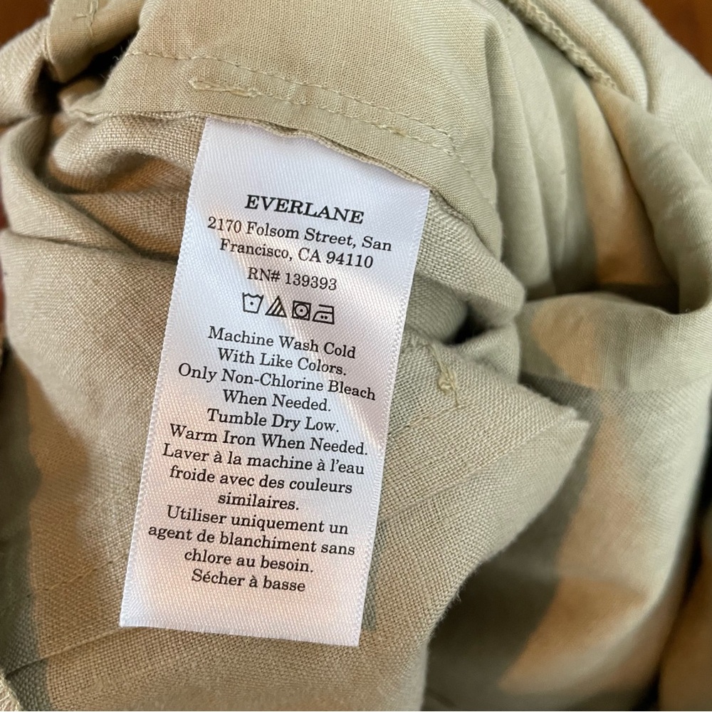 NWT Everlane European Flax Linen Wide Leg Wrap Khaki Tone Belted Jumpsuit Summer - Picture 12 of 13